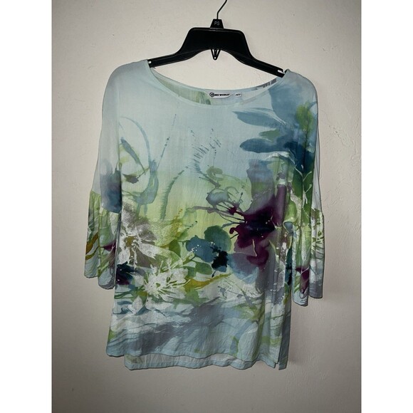 Jams World Shirt Womens XS Heavenly Floral Tropical Tunic Top Coastal Beachy - Picture 7 of 8